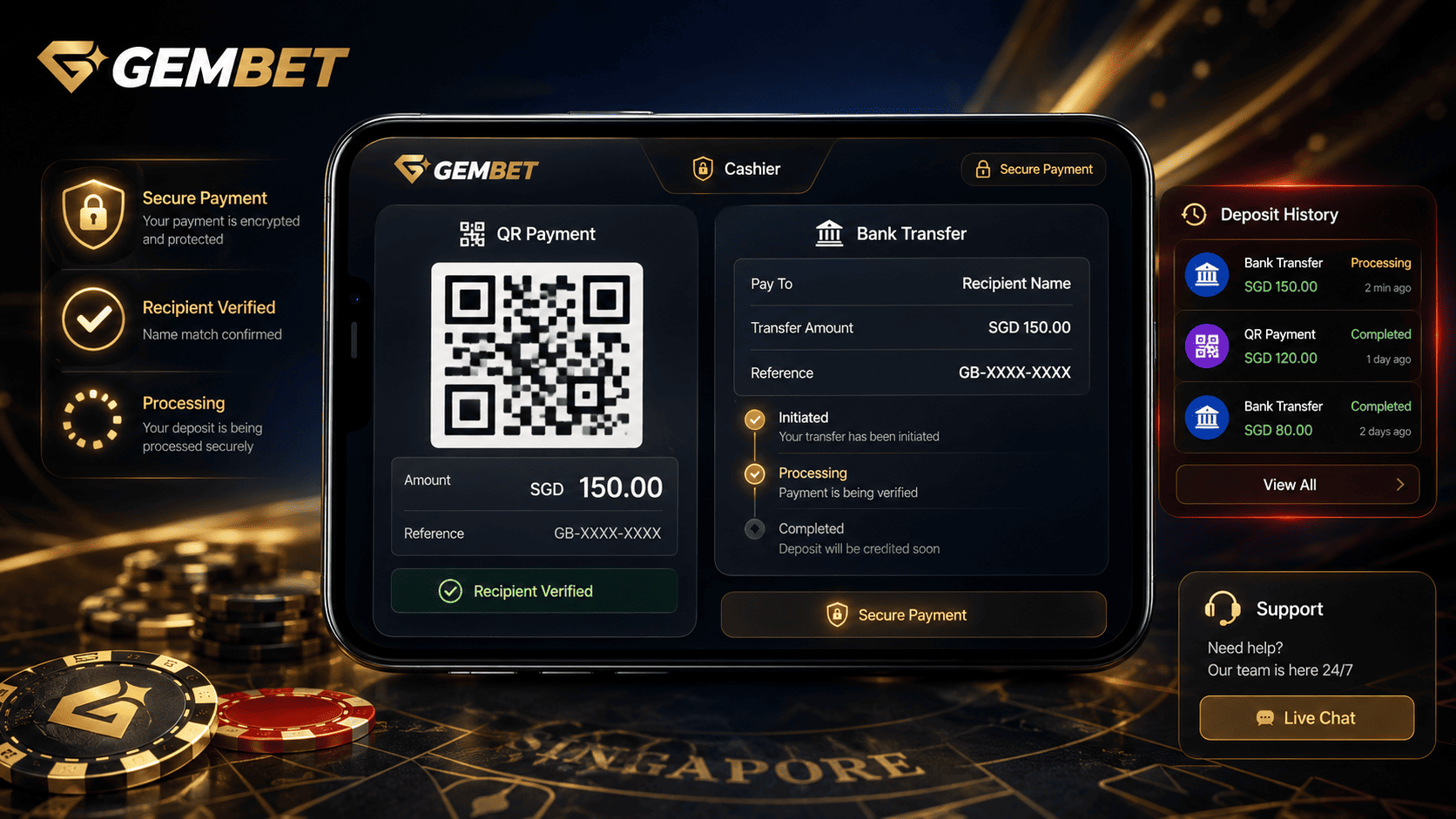 Gembet Singapore PayNow and bank routing guide