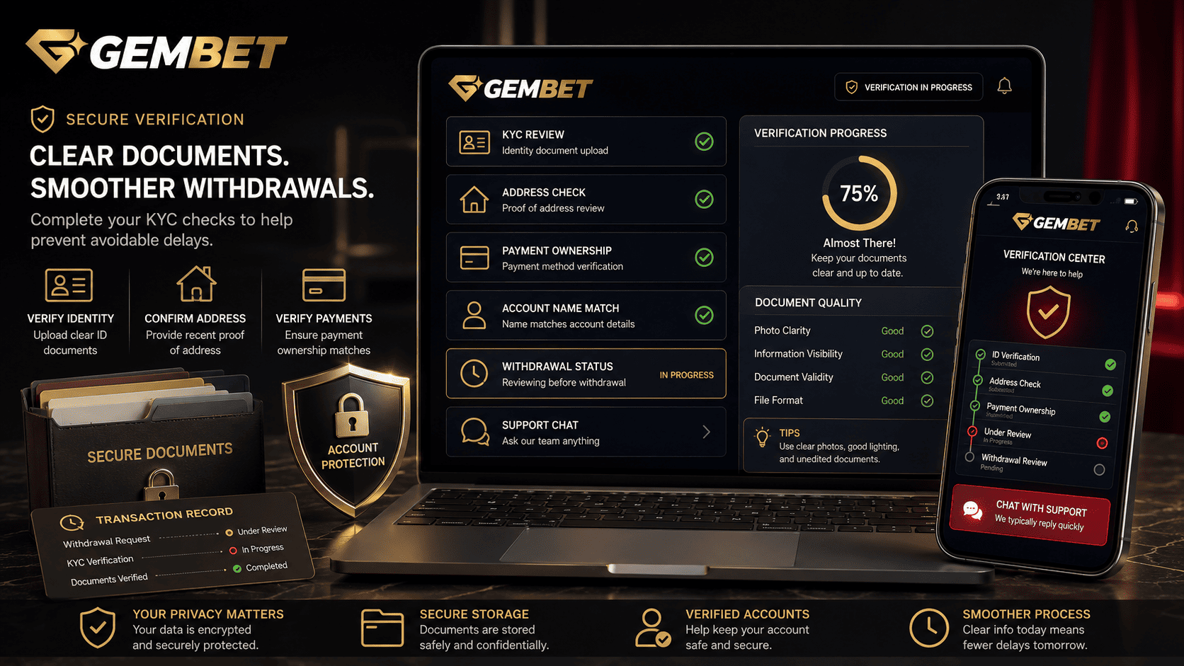 Gembet customer service account verification guide