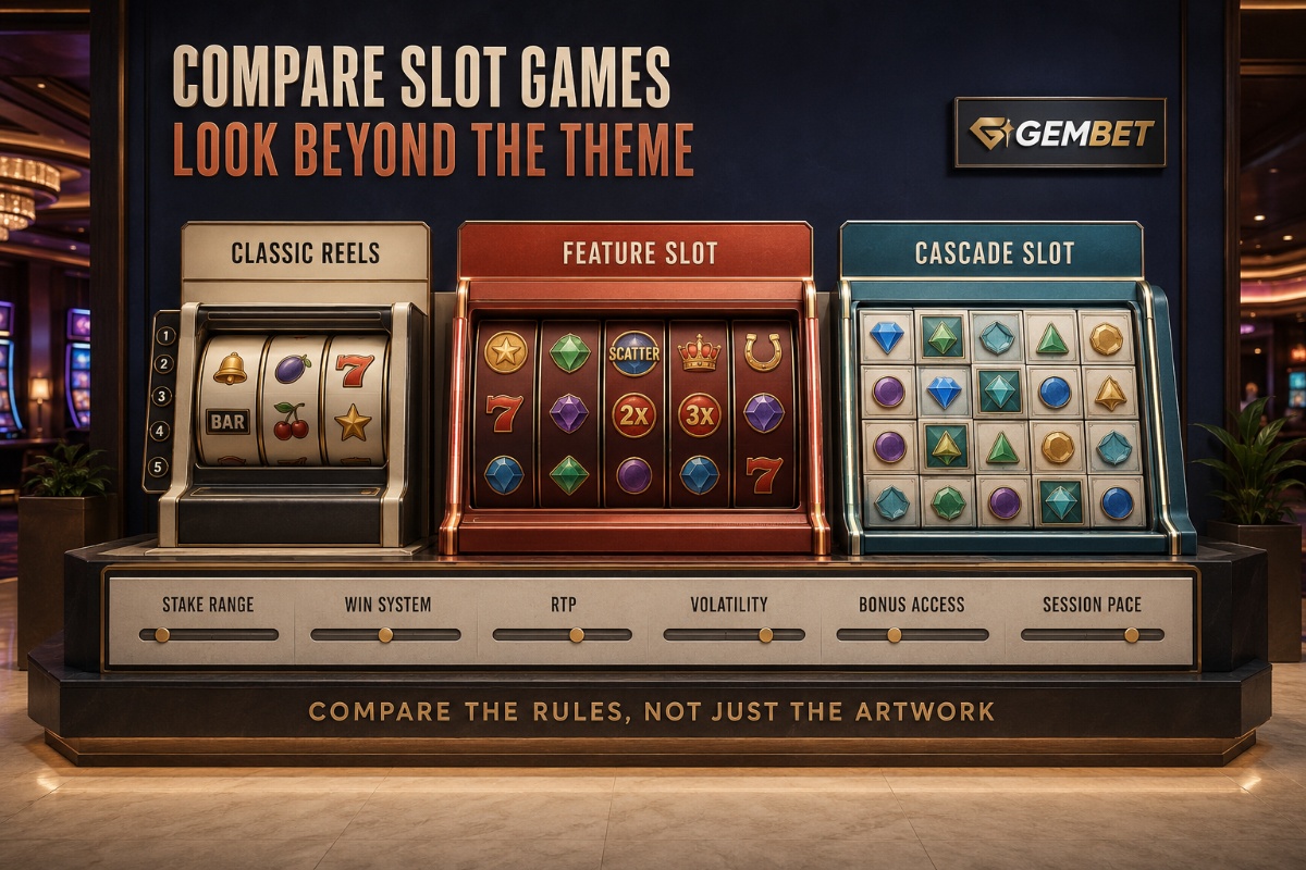Compare slot games by stake range, reel structure, RTP, volatility, bonus features and session cost