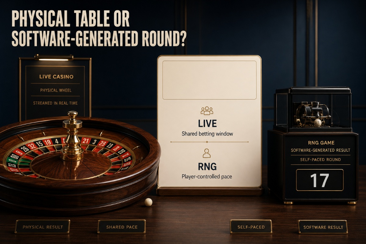 Live casino vs RNG games compared through physical and software-generated results