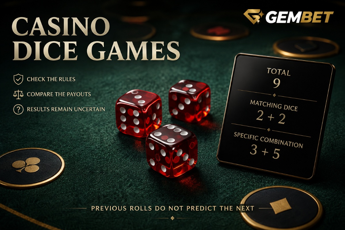 Casino Dice Games guide showing generic dice, totals and live game mechanics