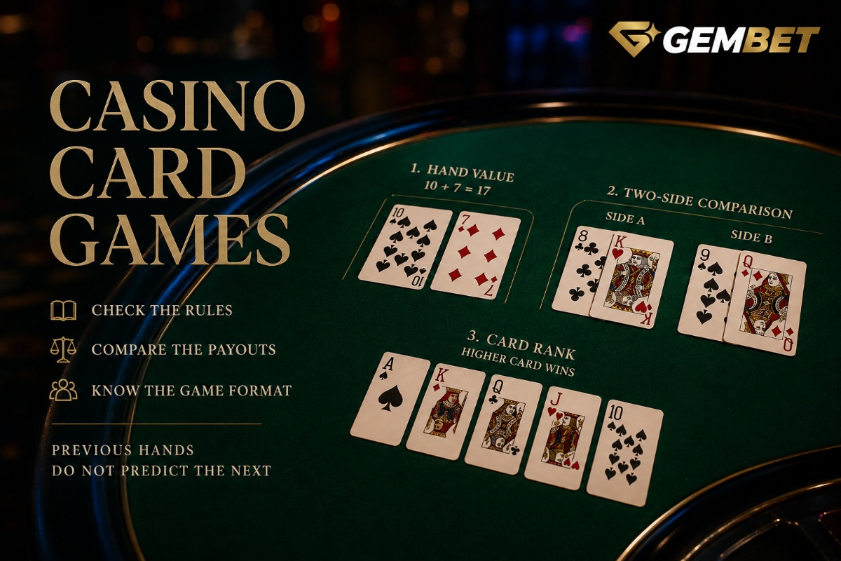 Casino Card Games guide showing generic blackjack baccarat and card comparison mechanics