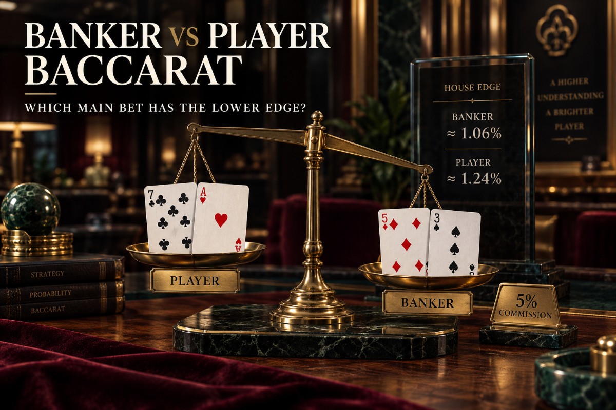 Banker vs Player Baccarat comparison showing the two main baccarat wagers