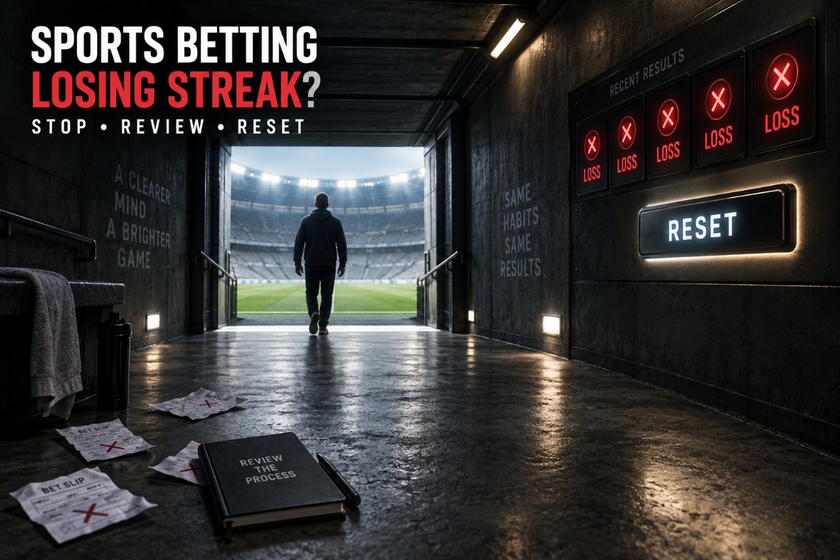 Sports betting losing streak guide showing a reset after repeated losing results