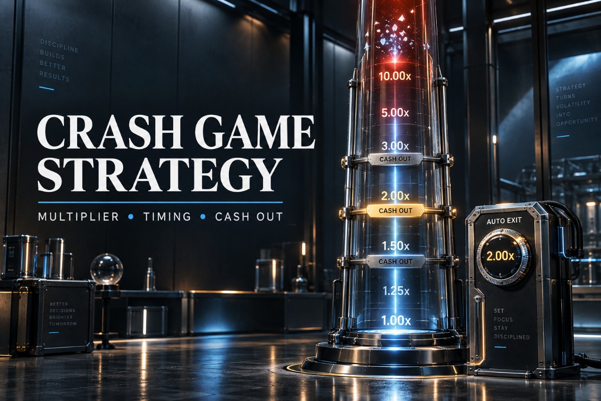 Crash game strategy showing rising multiplier and planned cash-out levels