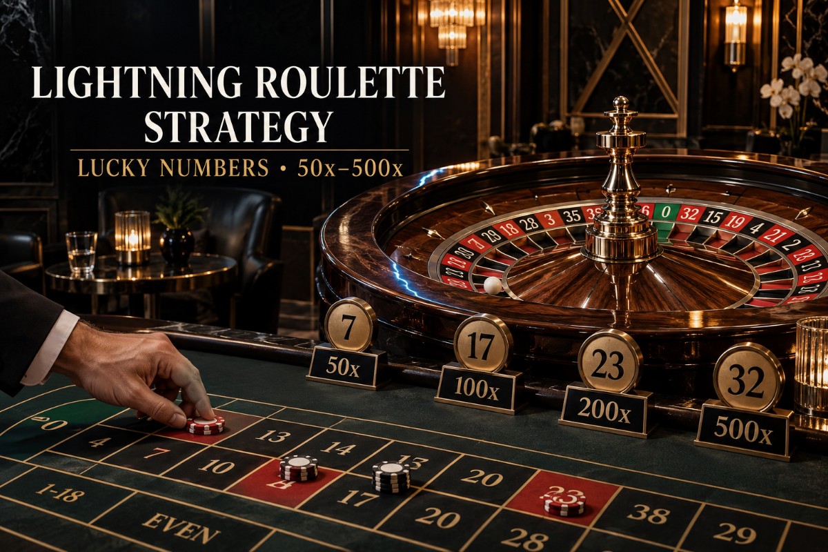Lightning Roulette strategy showing realistic roulette wheel, Lucky Numbers and multiplier payouts