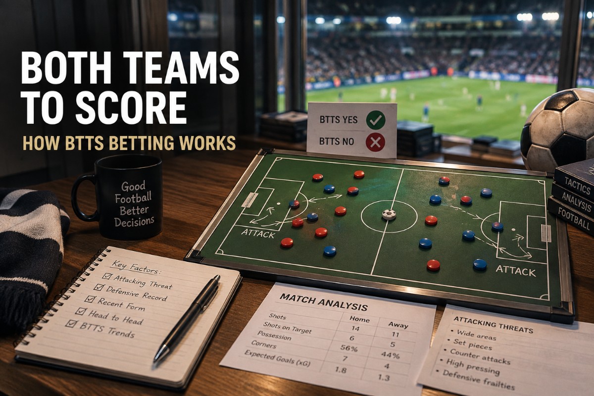 Both teams to score football betting guide showing BTTS Yes and No outcomes