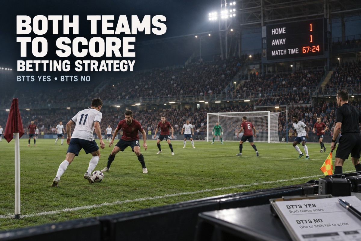 Both teams to score betting strategy shown with realistic football goals and BTTS Yes and No match analysis